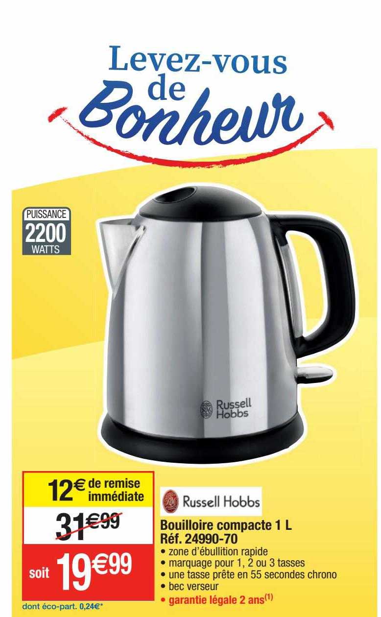 bouilloire compacte 1l russell hobbs