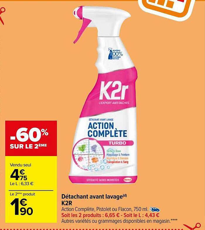 détachant avant lavage k2r