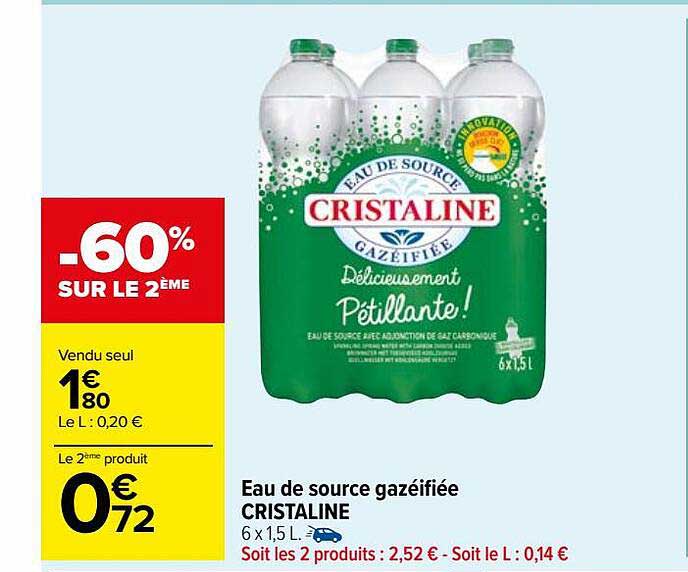 eau de source gazéifiée cristaline