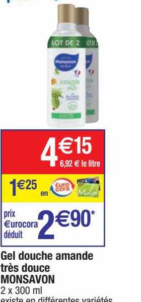 gel douche amande très douce monsavon