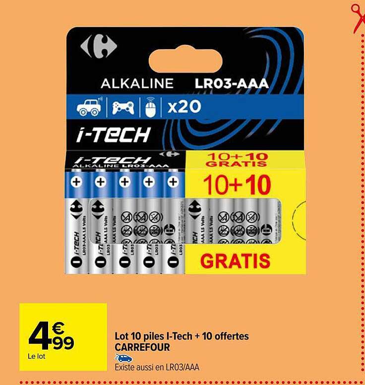 lot 10 piles i-tech + 10 offertes carrefour