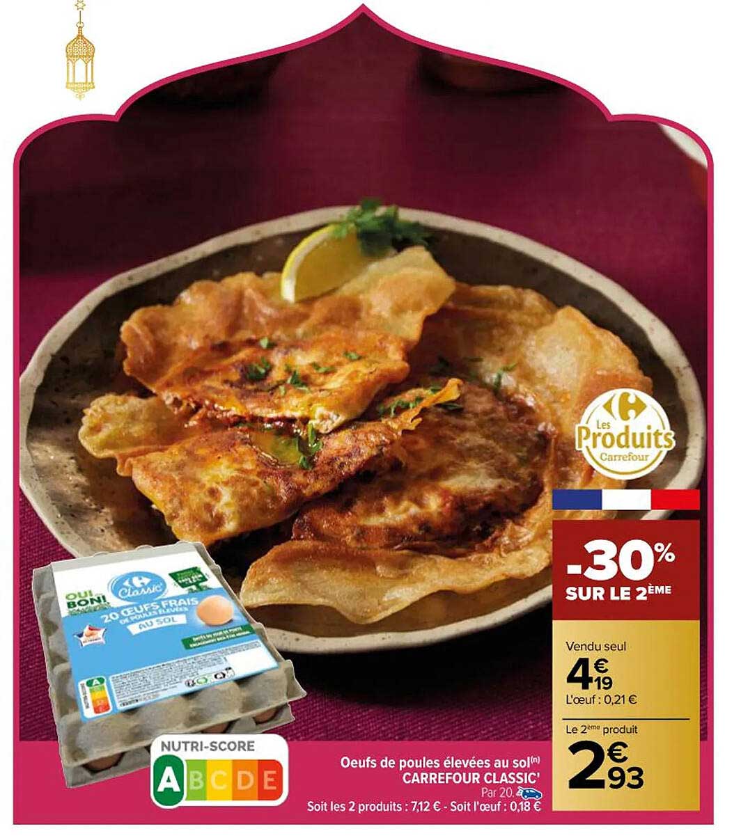 œufs de poules élevées au sel carrefour classic'