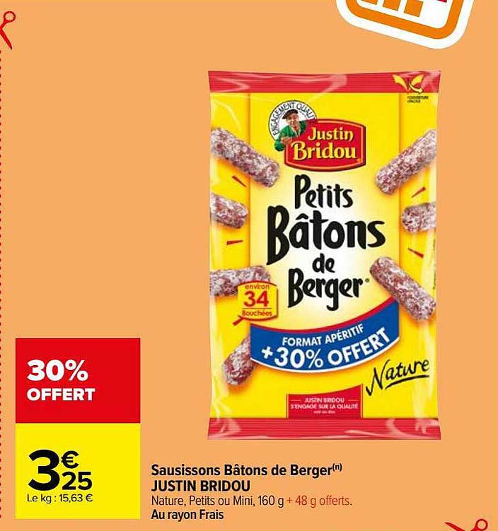 saucissons bâtons de berger justin bridou