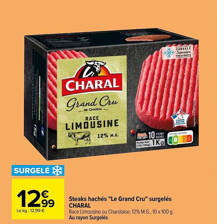 Steaks Hachés "le Grand Cru" Surgelés Charal
