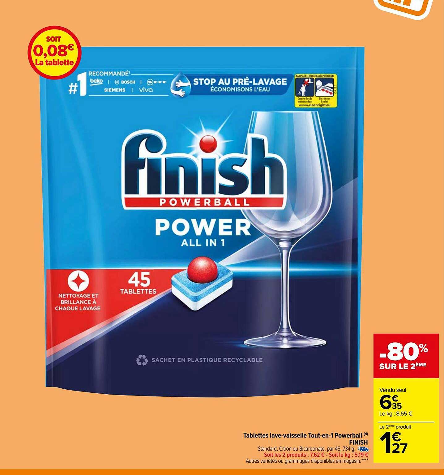 tablettes lave-vaisselle tout-en-1 powerball finish