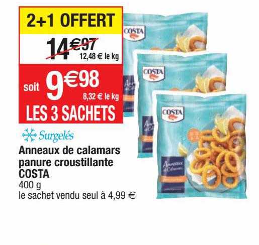 anneaux de calamars panure croustillante costa