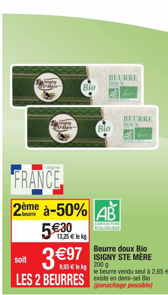 beurre doux bio isigny ste mère
