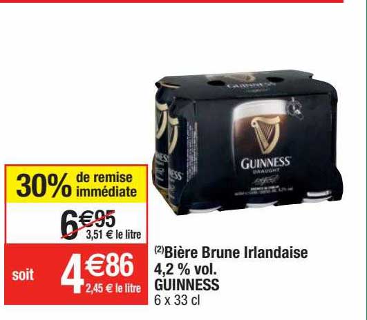 bière brune irlandaise 4,2% vol. guinness