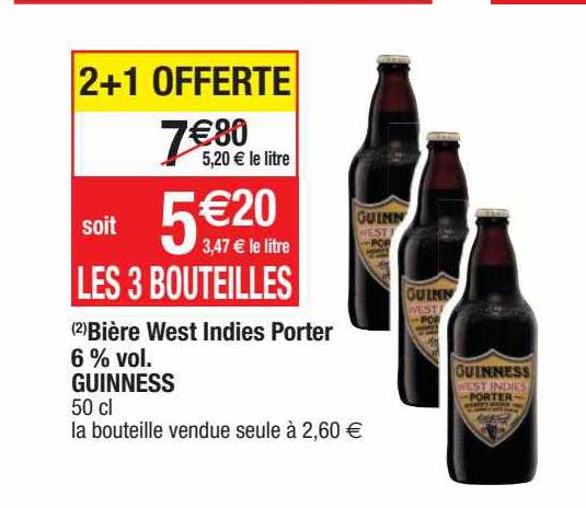 bière west indies porter 6% vol. guinness