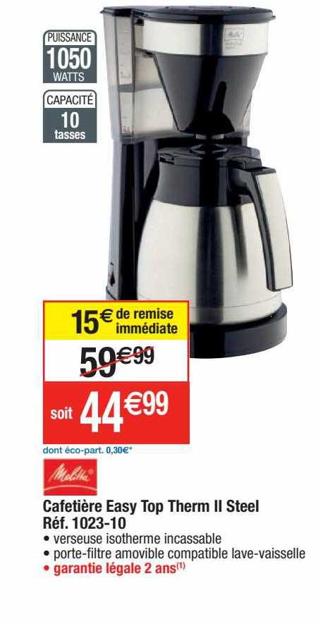 cafetière easy top therm II steel melitta