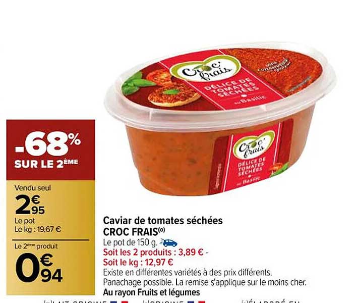 caviar de tomates séchées croc frais