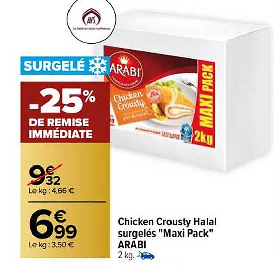 chicken crousty halal surgelés "maxi pack" arabi