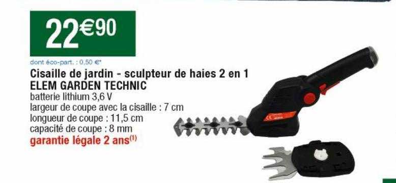cisaille de jardin - sculpteur de haies 2 en 1 elem garden technic