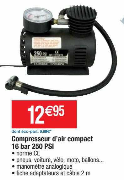 compresseur d'air compact 16 bar 250 psi