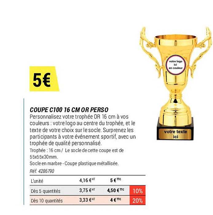 coupe c100 16 cm or perso