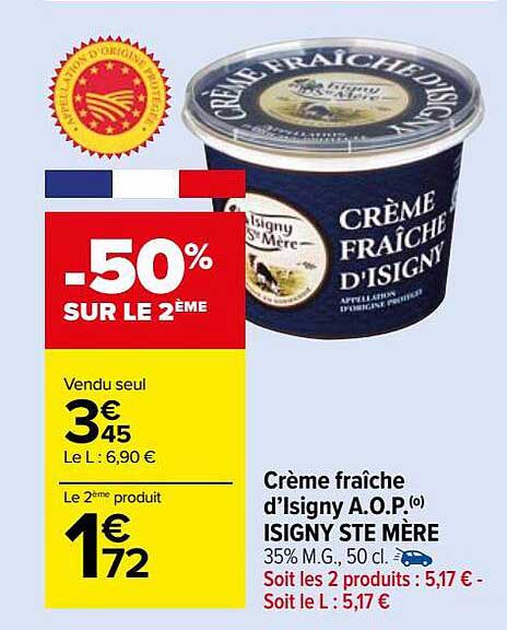 crème fraîche d'isigny a.o.p. isigny ste mère