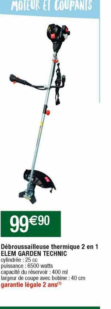 débroussailleuse thermique 2 en 1 elem garden technic