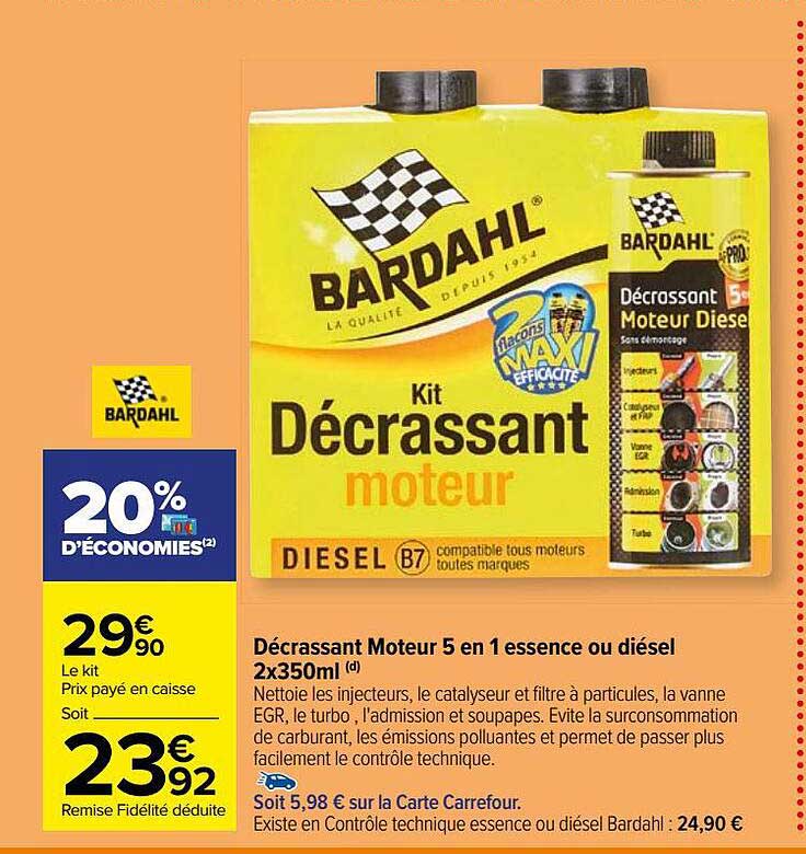 décrassant moteur 5 en 1 essence ou diésel 2 x 350ml