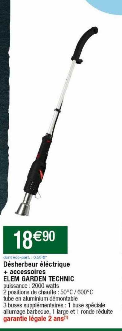 désherbeur électrique + accessoires elem garden technic