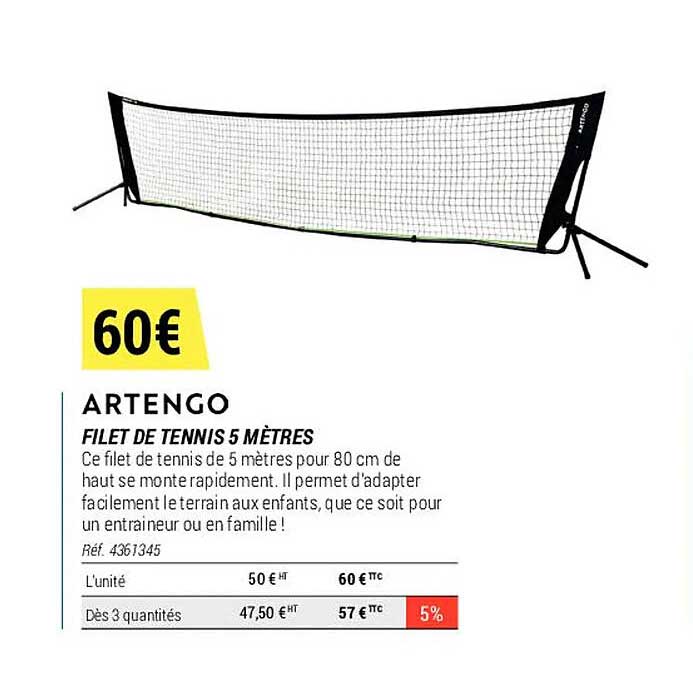 filet de tennis 5 mètres artengo