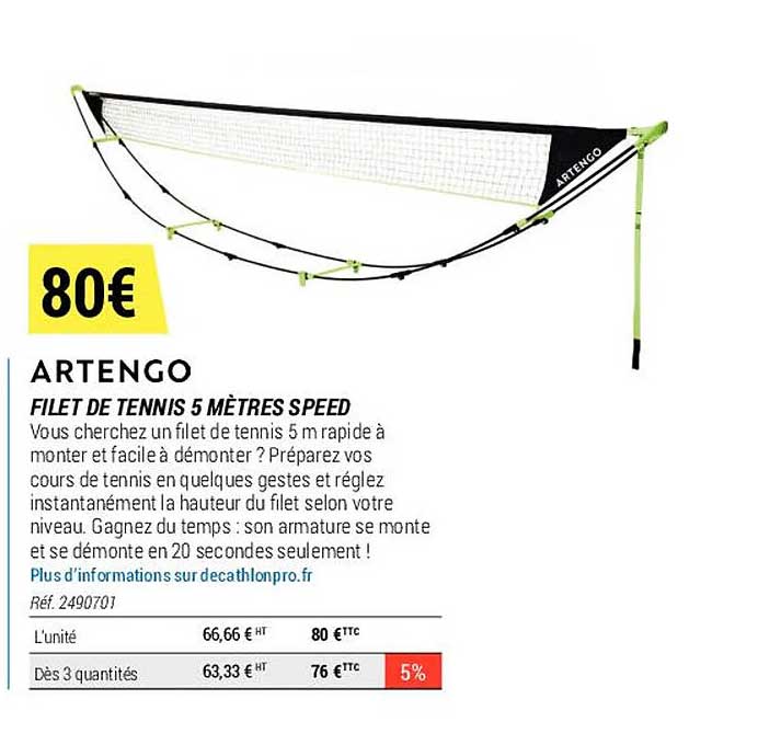 filet de tennis 5 mètres speed artengo