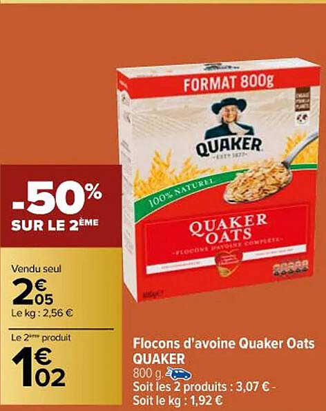 flocons d'avoine quaker oats quaker