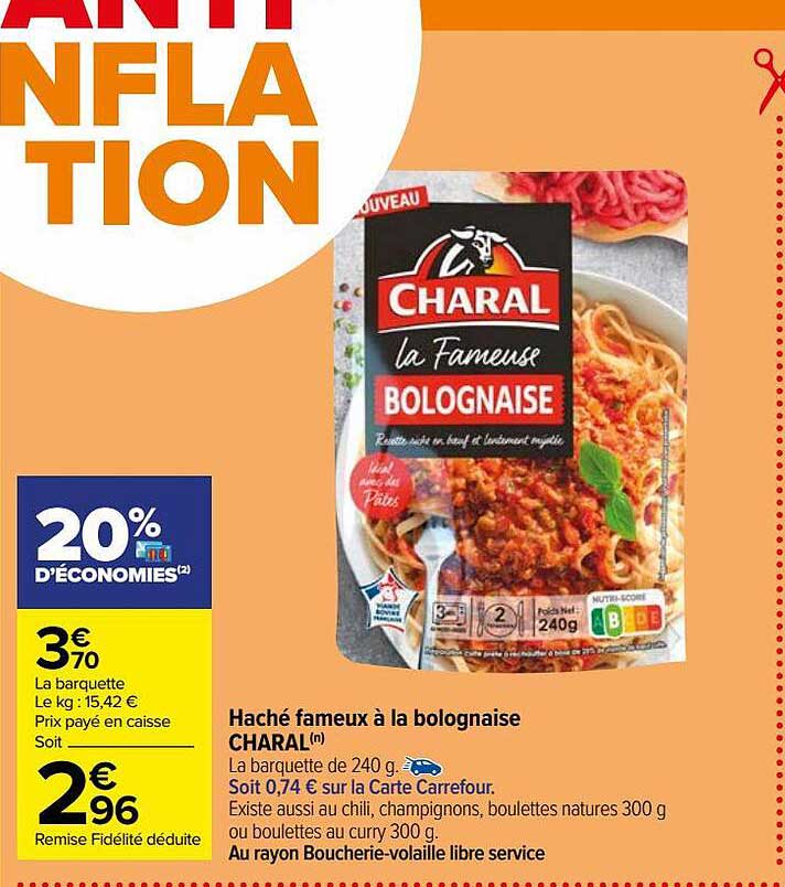 haché fameux à la bolognaise charal