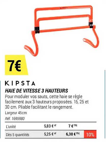 haie de vitesse 3 hauteurs kipsta