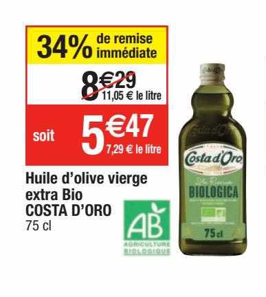 huile d'olive vierge extra bio costa d'oro