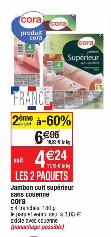 Jambon Cuit Supérieur Sans Couenne Cora