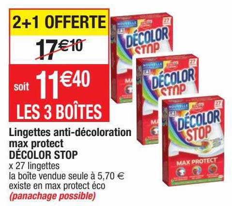 lingettes anti-décoloration max protect décolor stop