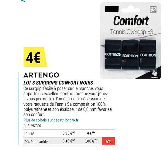 Lot 3 Surgrips Confort Noirs Artengo
