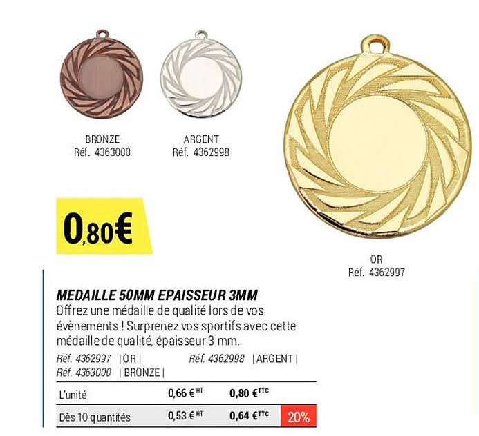 médaille 50mm épaisseur 3mm