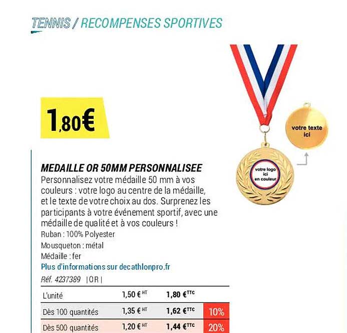 Médaille Or 50mm Personnalisée