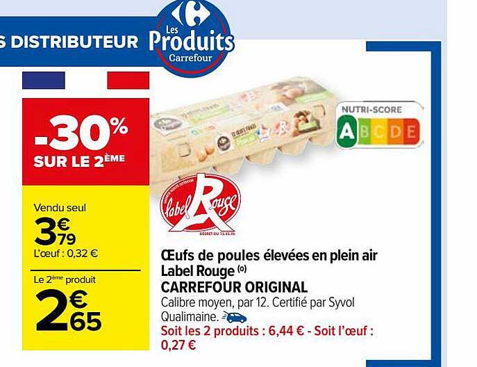 œufs de poules élevées en plein air label rouge carrefour original