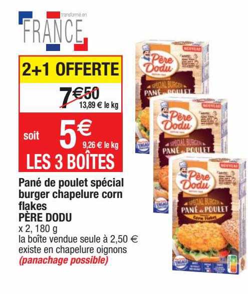 pané de poulet spécial burger chapelure corn flakes père dodu