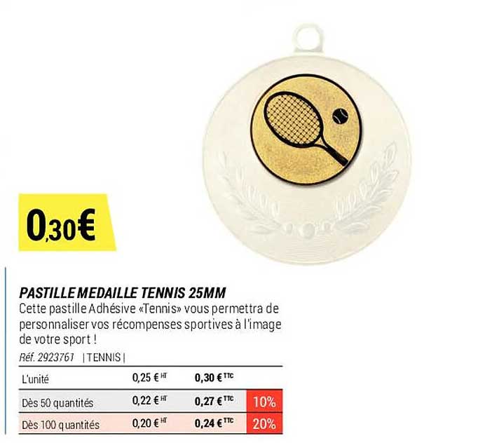 pastille médaille tennis 25mm