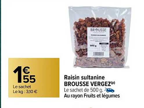 raisin sultanine brousse vergez
