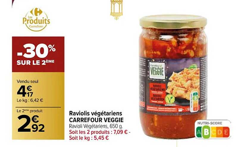 raviolis végétariens carrefour veggie