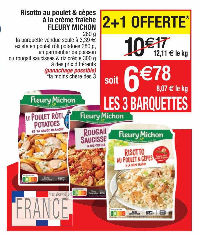 risotto au poulet & cèpes à la crème fraîche fleury michon