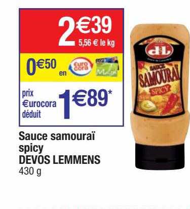 sauce samouraï spicy devos lemmens