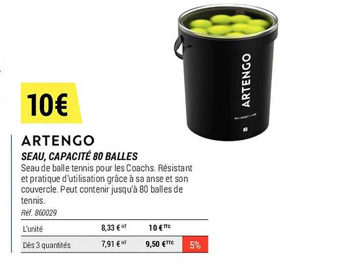 seau, capacité 80 balles artengo