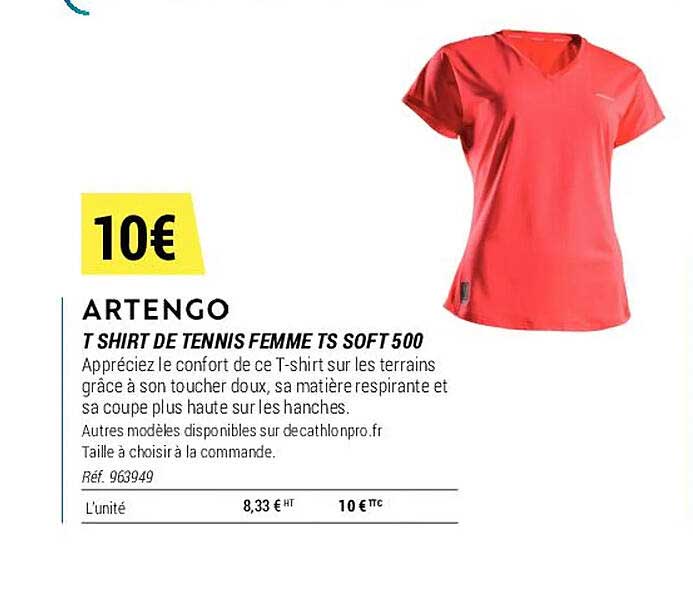 t-shirt de tennis femme ts soft 500 artengo