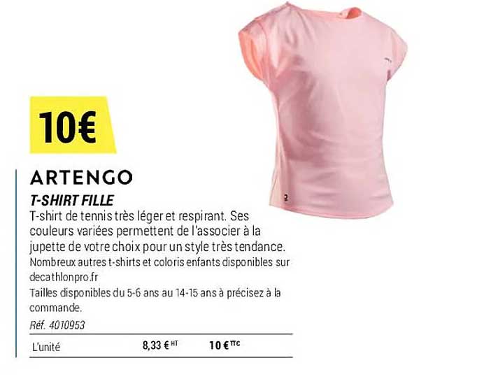 t-shirt fille artengo