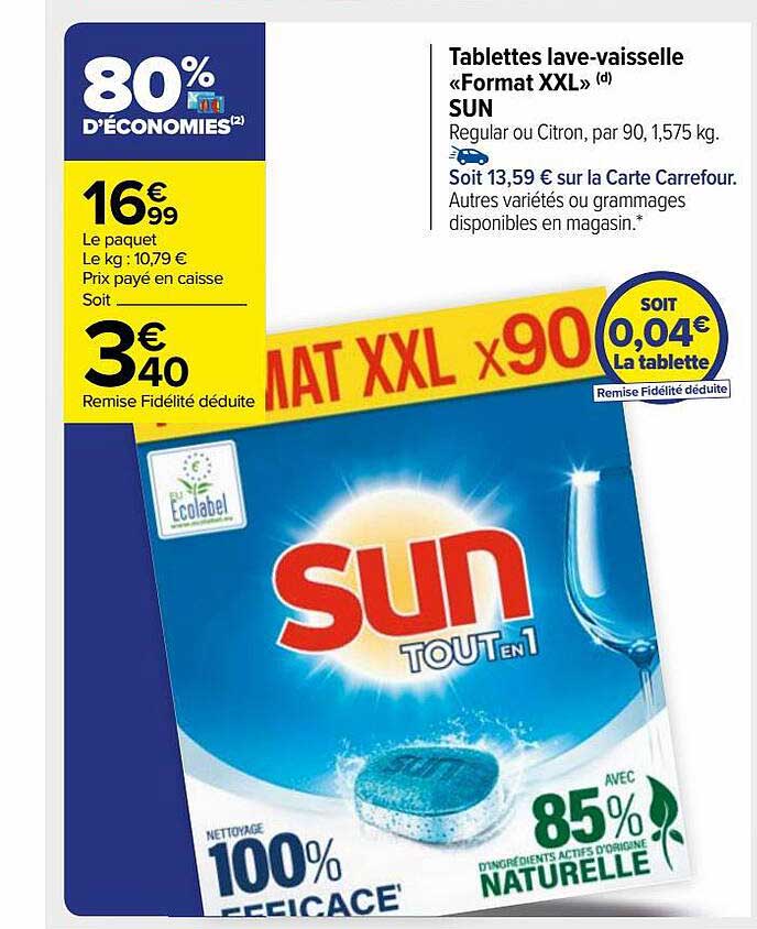tablettes lave-vaisselle «format xxl» sun