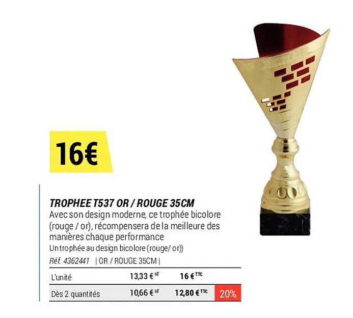 trophée t537 or-rouge 35 cm