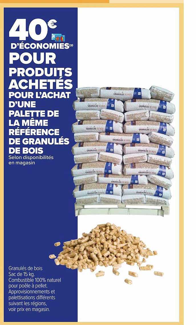 une palette de la même référence de granulés de bois