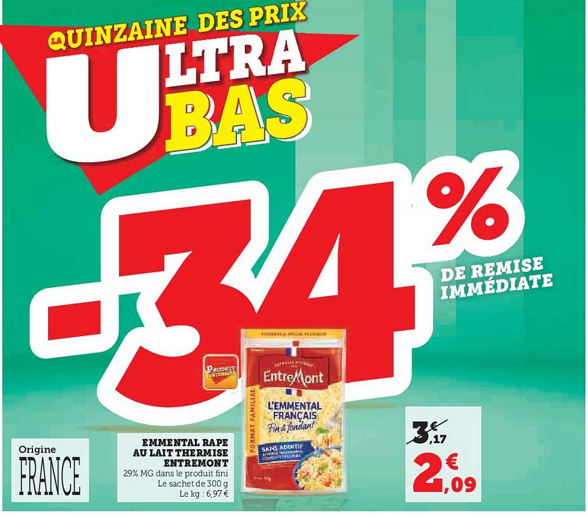 emmental râpé au lait thermisé entre mont