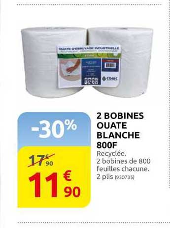 2 bobines ouate blanche 800f