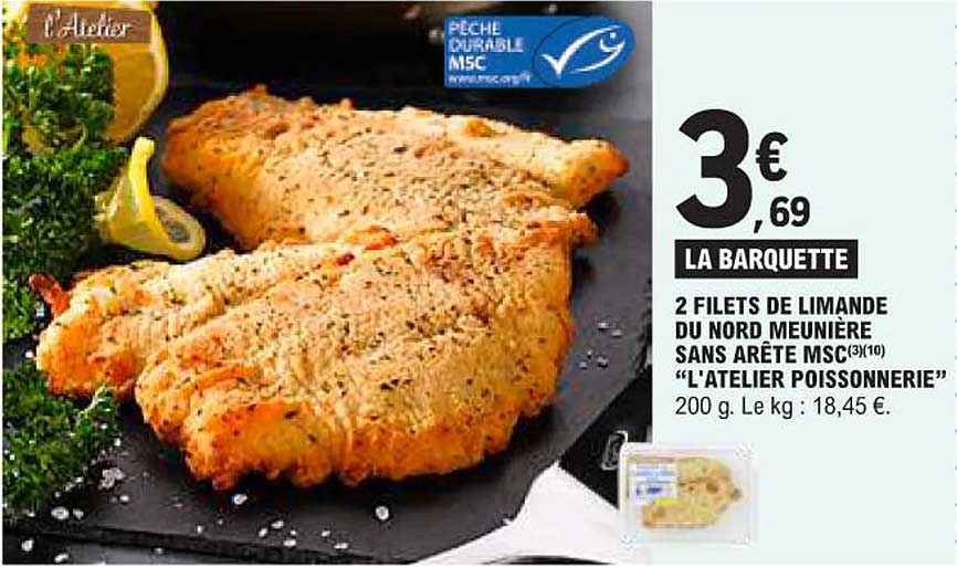 2 filets de limande du nord meunière sans arête msc "l'atelier poissonnerie"